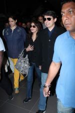 Madhuri dixit snapped with husband in Mumbai Airport on 6th April 2012 (1).jpg